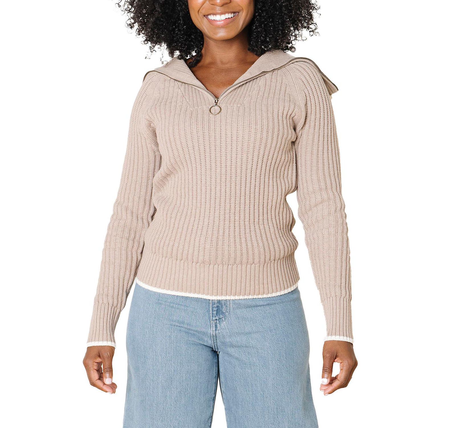 Hope & Henry Women's Hope and Henry Organic Raglan Half Zip Sweater