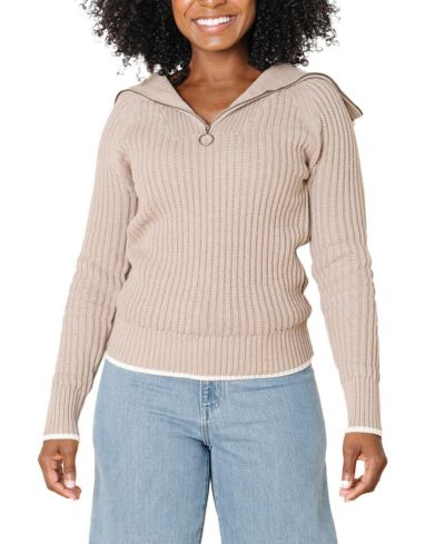 Hope & Henry Women's Hope and Henry Organic Raglan Half Zip Sweater