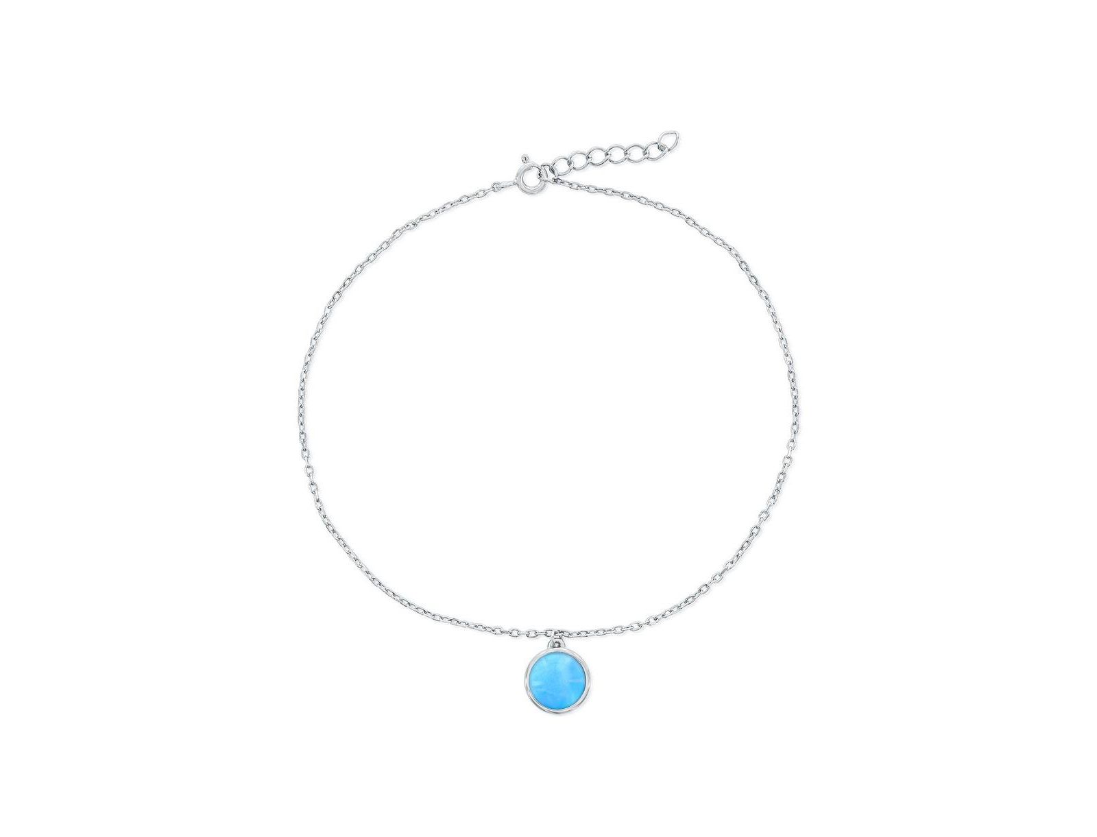 Браслет на ногу Sterling, Larimar Round Charm
