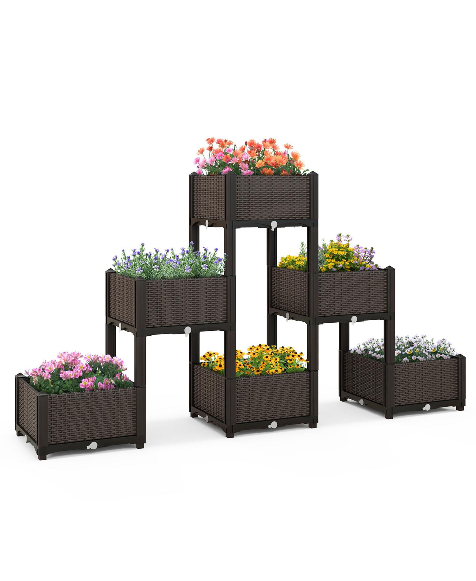 Gymax 6 PCS Elevated Plastic Raised Garden Bed Planter Kit