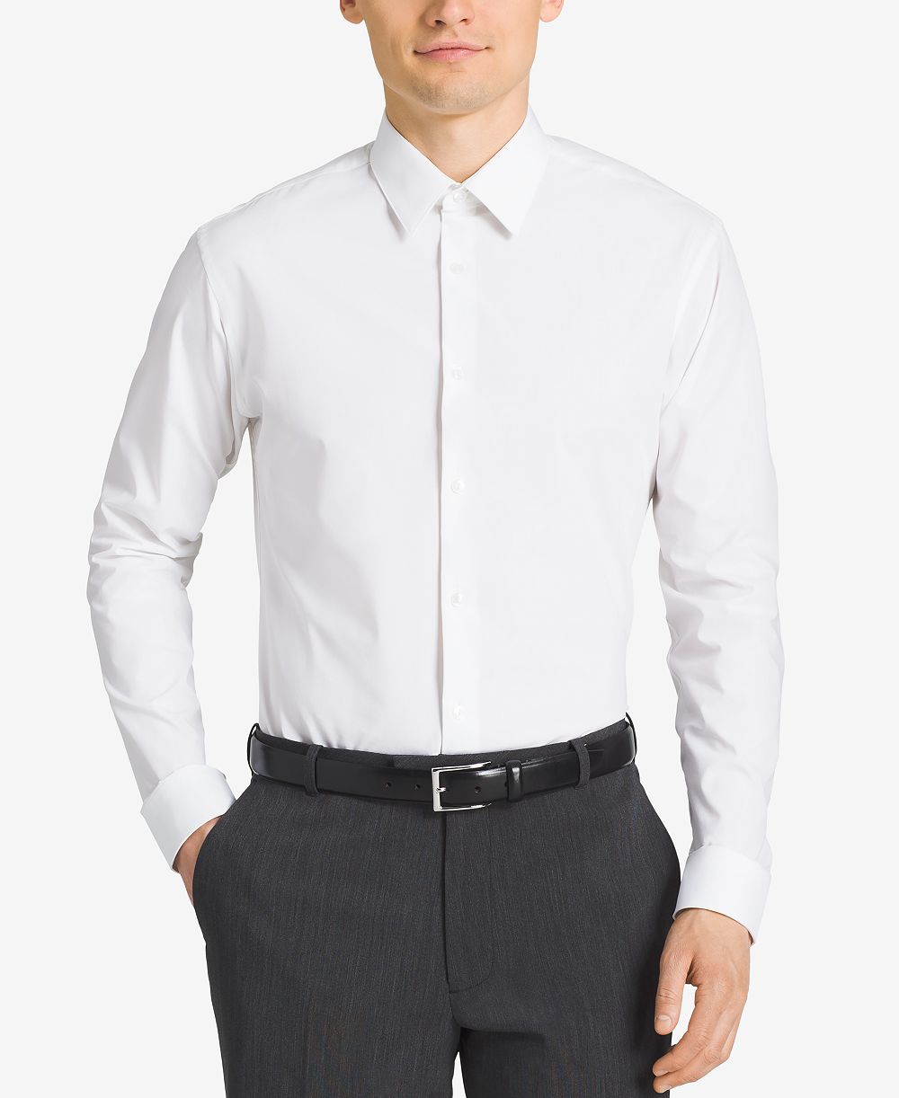 Calvin Klein Men's Non-Iron Performance Herringbone Slim Fit Dress Shirt