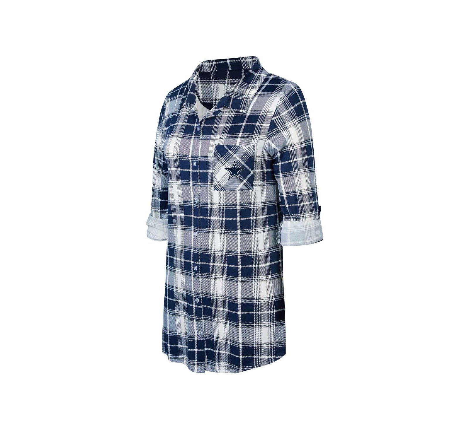 Concepts Sport Женская ночная рубашка в клетку, темно-синяя, Dallas Cowboys Ashford Plaid Knit