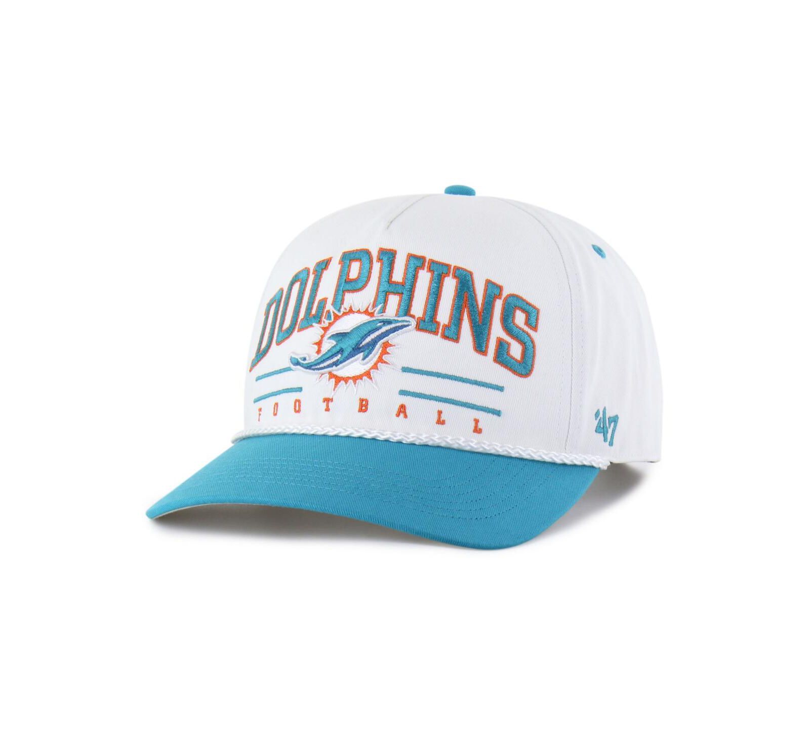 '47 Brand Men's White/Aqua Miami Dolphins Roscoe Two-Toned Hitch Adjustable Hat