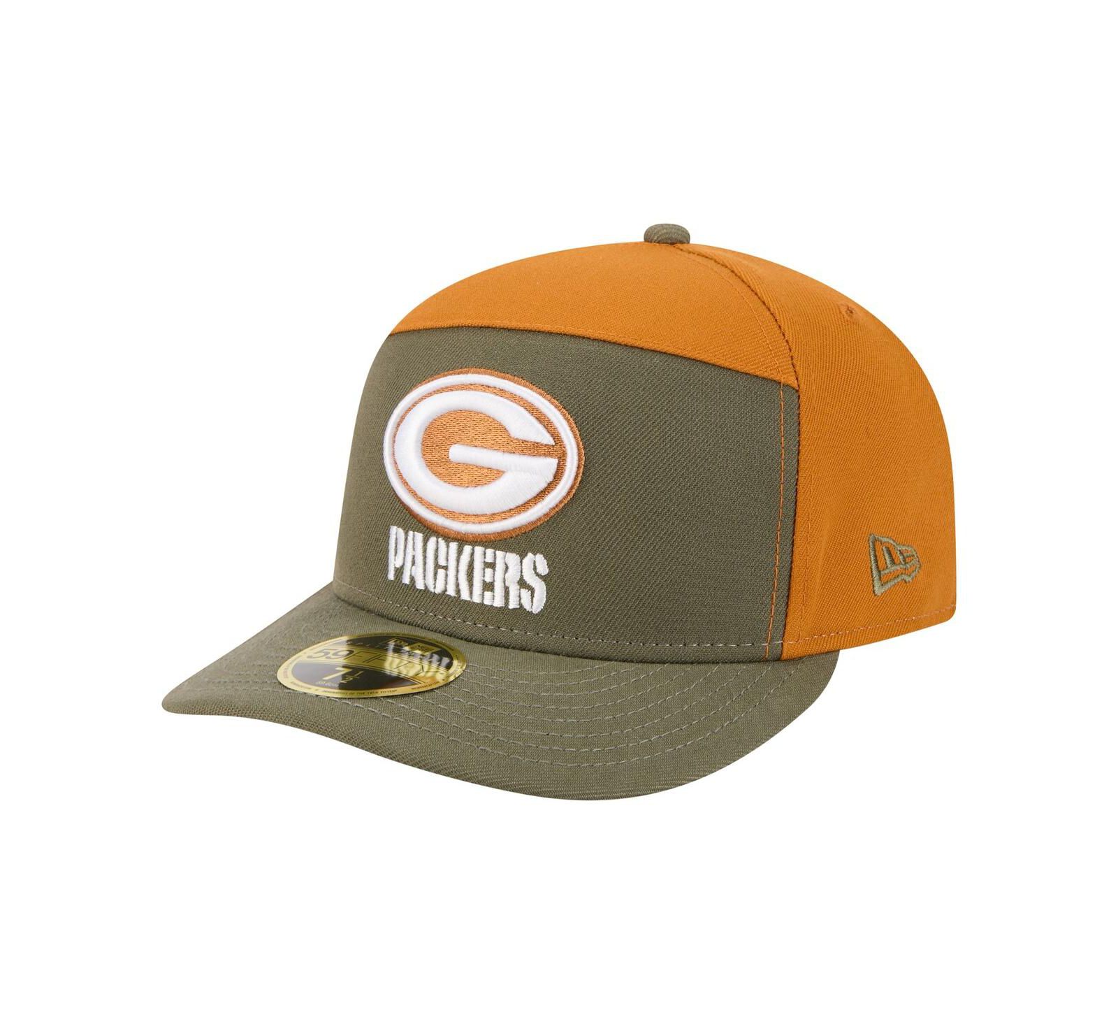New Era Men's Olive/Brown Green Bay Packers Two-Tone Color Pack Split Panel 59FIFTY Fitted Hat