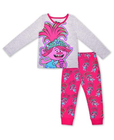 Детский комплект из 2-х предметов Children's Apparel Network Gray/Pink Trolls Graphic Long Sleeve T-Shirt Jogger Set