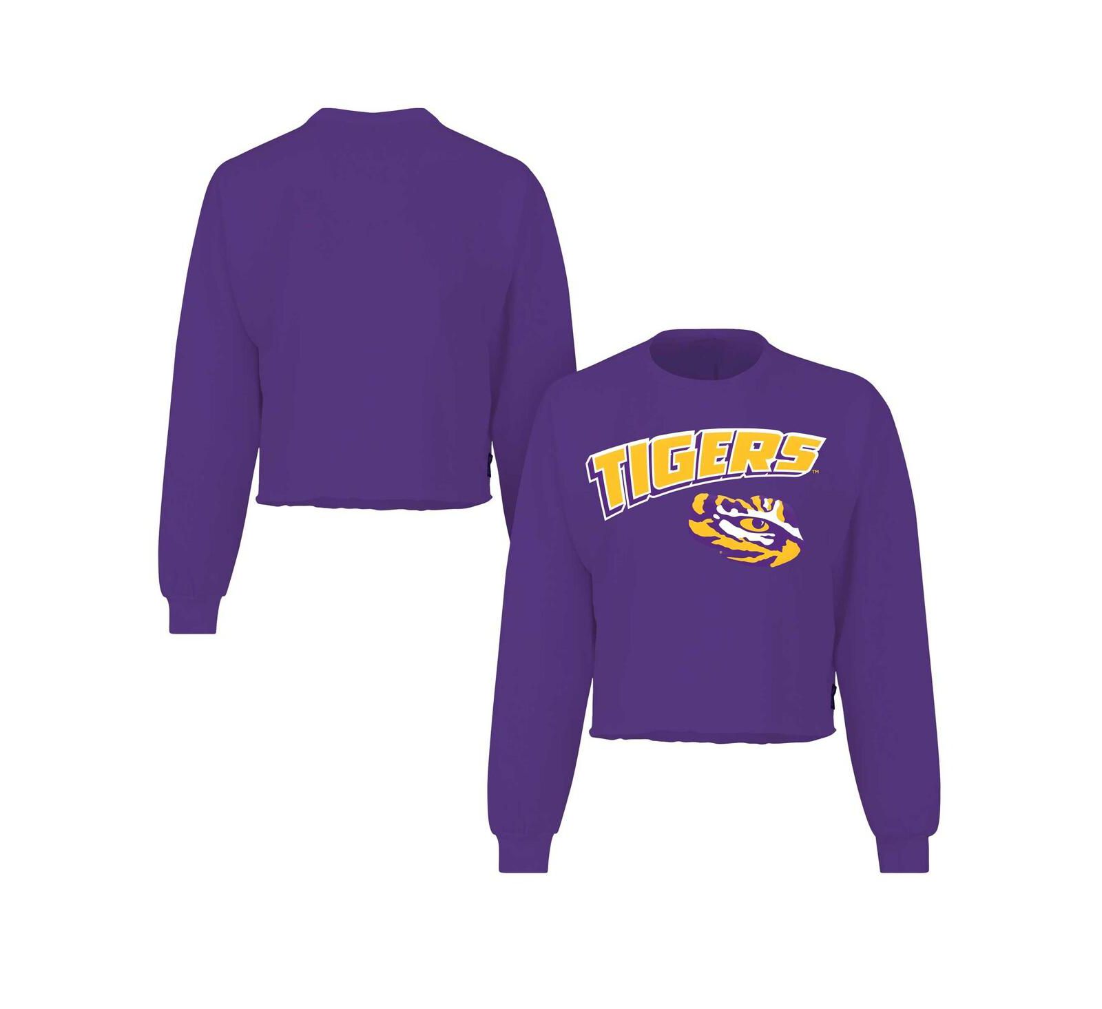 Spirit Jersey Women's Purple LSU Tigers Slouchy Cropped Long Sleeve T-Shirt