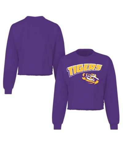 Женская футболка Spirit Jersey Purple LSU Tigers Slouchy Cropped Long Sleeve