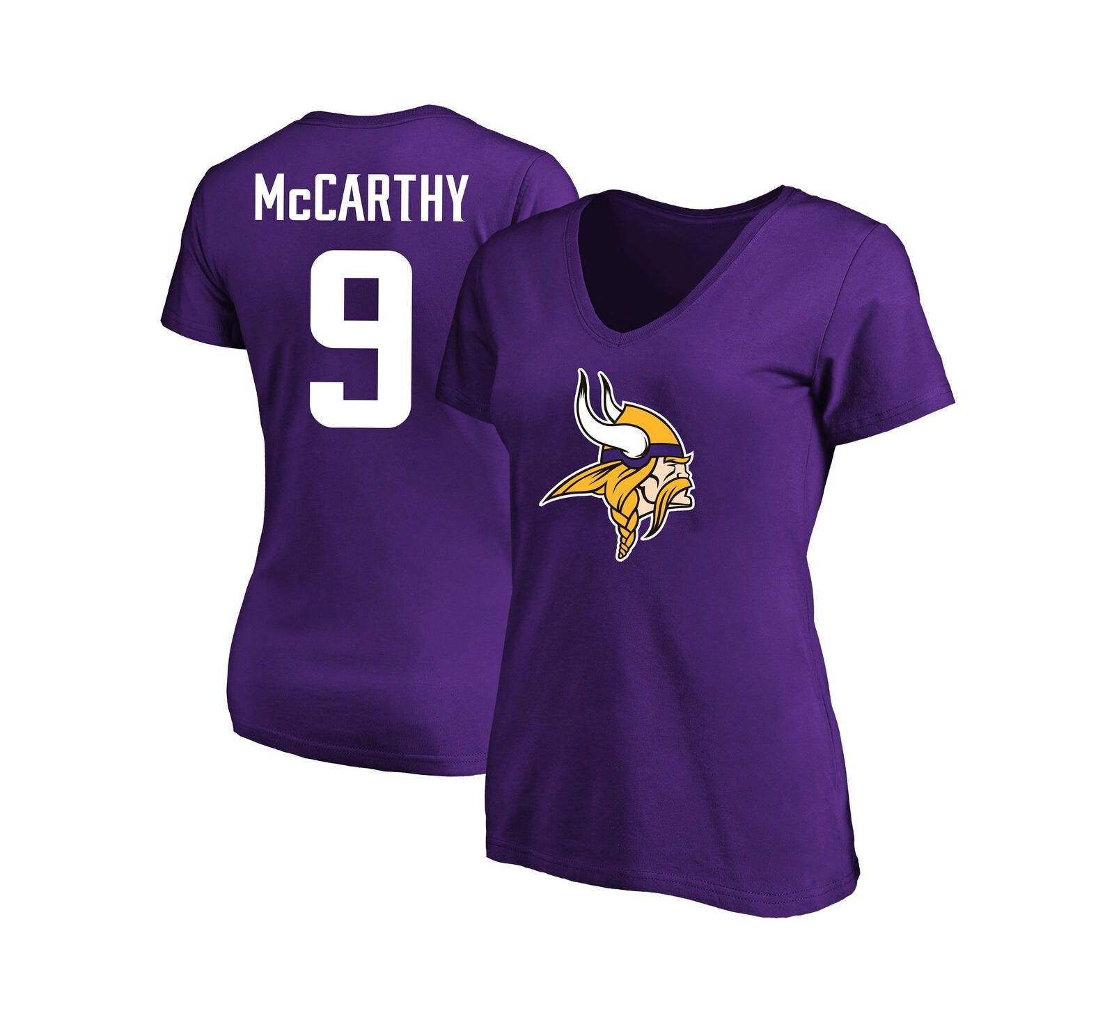 Fanatics Women's J.J. McCarthy Purple Minnesota Vikings Plus Size Fair Catch Name & Number Scoop Neck T-Shirt