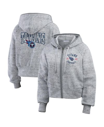 WEAR by Erin Andrews Women's Heather Gray Tennessee Titans Speckled Fleece Cropped Full-Zip Hoodie