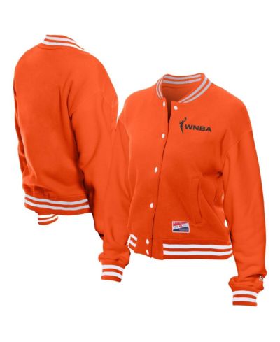 New Era Women's Orange WNBA Throwback Varsity Fleece Full-Snap Jacket