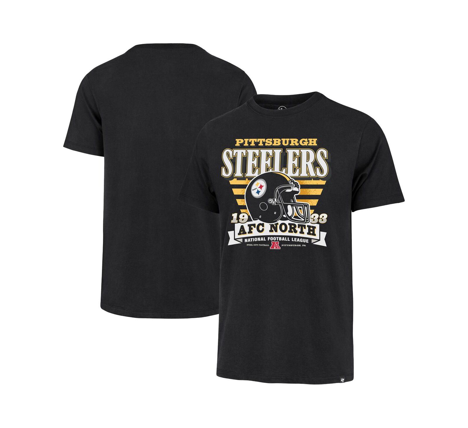 Мужская футболка '47 Brand Black Pittsburgh Steelers Stripe Splash Franklin Throwback