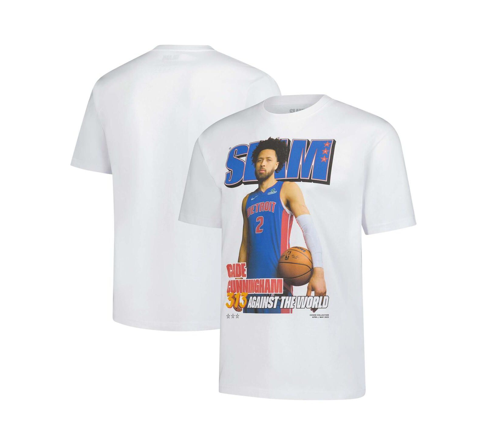 Футболка Slam Cade Cunningham White Detroit Pistons April/May 2025 Cover Graphic T-Shirt для мужчин и женщин