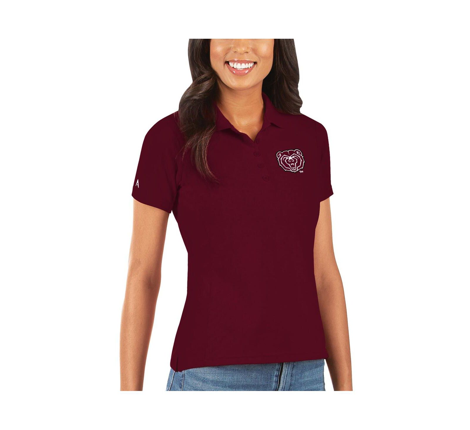 Поло Antigua Women's Maroon Missouri State University Bears Legacy Pique