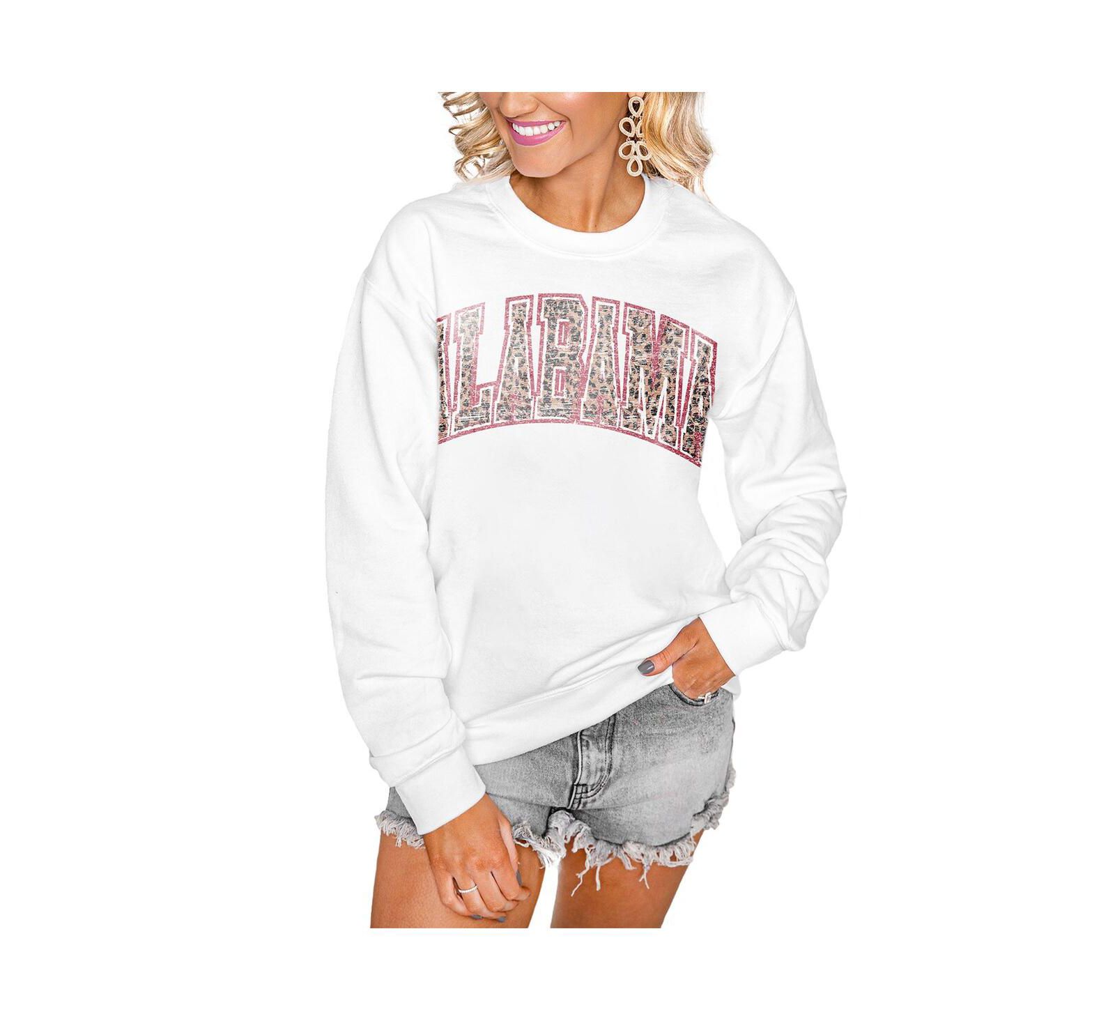 Женский свитшот Gameday Couture White Alabama Crimson Tide Distressed Snap Perfect Oversized Pullover