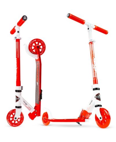 Folding Kick Scooter with Lights - Madd Gear Rush 125 - White Red