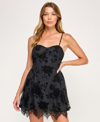 Детское мини-платье SENI & CADE Flocked Sweetheart Neckline с кружевным краем
