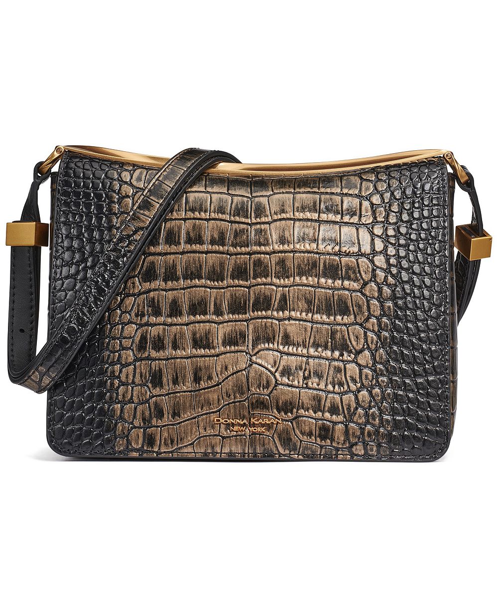 Donna Karan New York Jericho Metallic Croc Small Convertible Shoulder Handbag