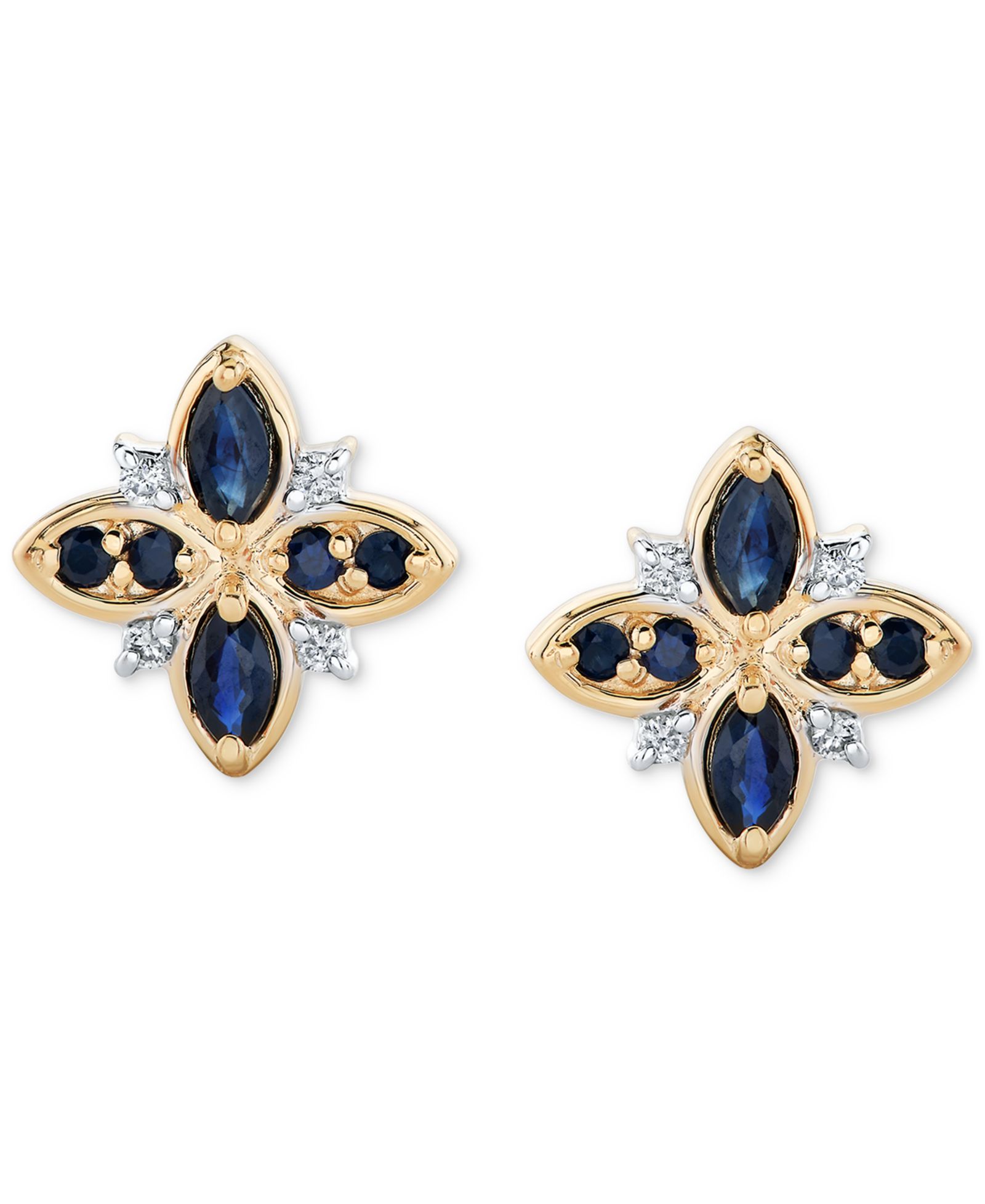 Серьги Sapphire (3/4 ct. t.w.) из желтого золота 14k