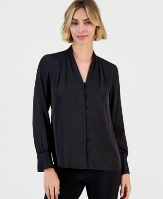 Anne Klein женская блузка с V-образным вырезом и пуговицами