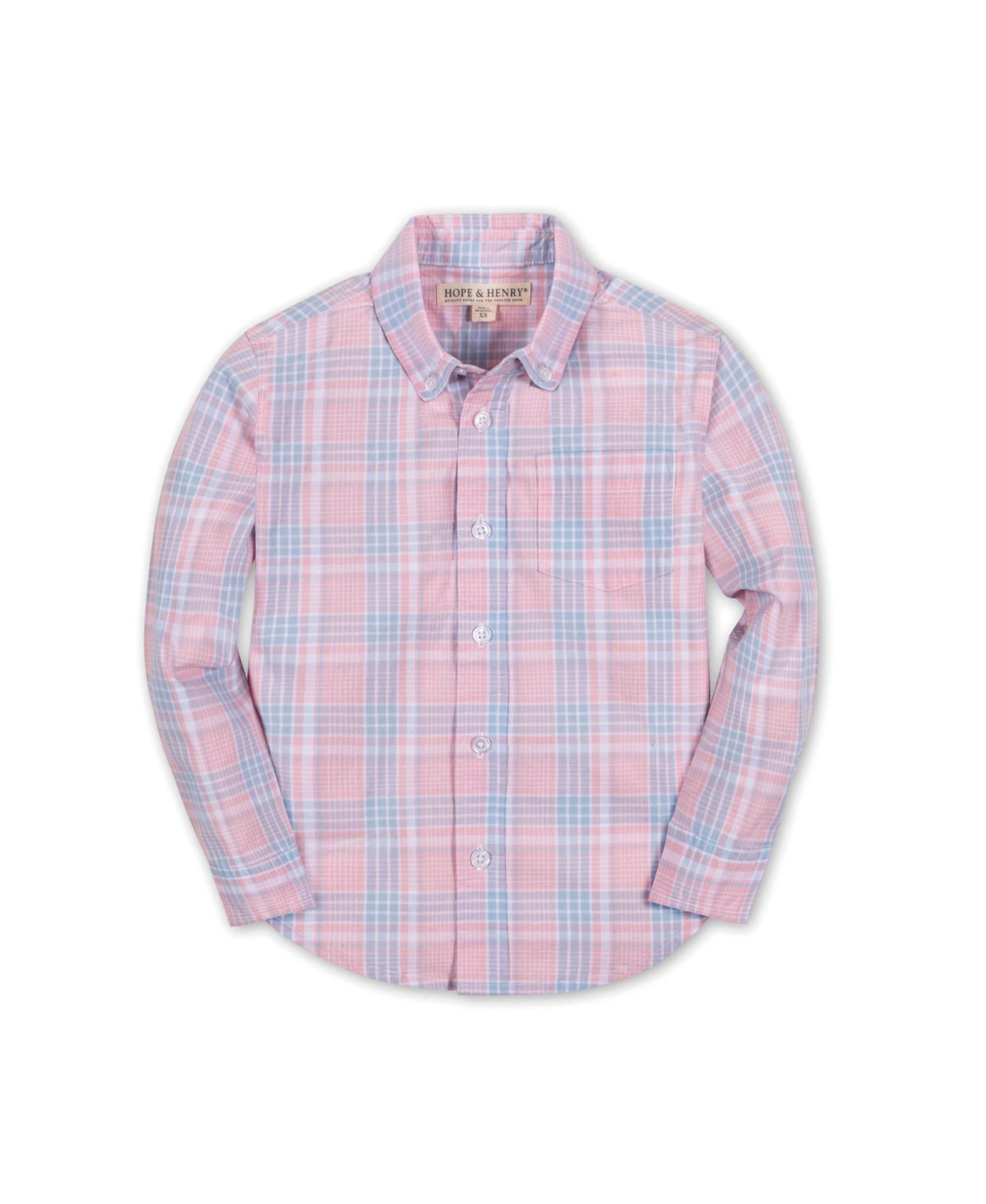 Hope & Henry Hope and Henry Boys' Stretch Poplin Long Sleeve Button Down Shirt, Kids