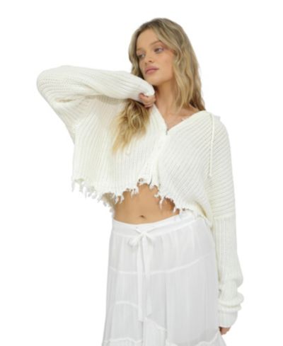 Belle & Bloom Women's Another Love Fringe Knit Zip Cardigan