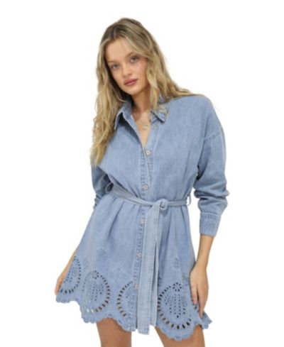 Belle & Bloom Женское мини-платье рубашка Denim Broderie Sunday Somewhere
