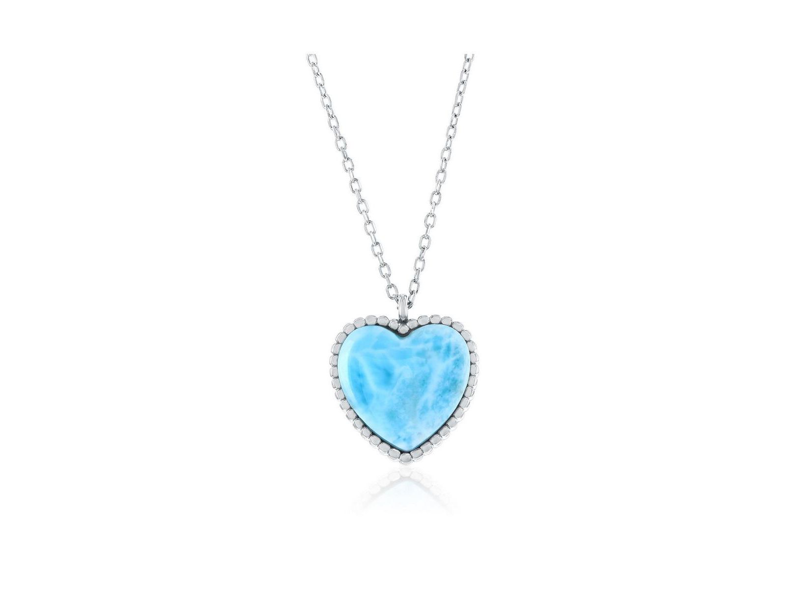 Ожерелье Sterling Larimar Heart Beaded Outline