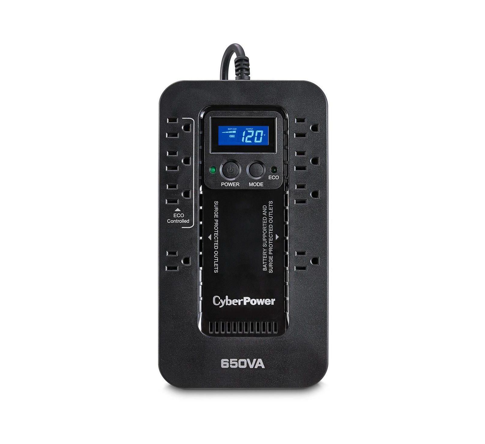 ИБП CyberPower Ecologic EC650LCD с 8 розетками, 650VA 390W, LCD панелью и режимом ECO