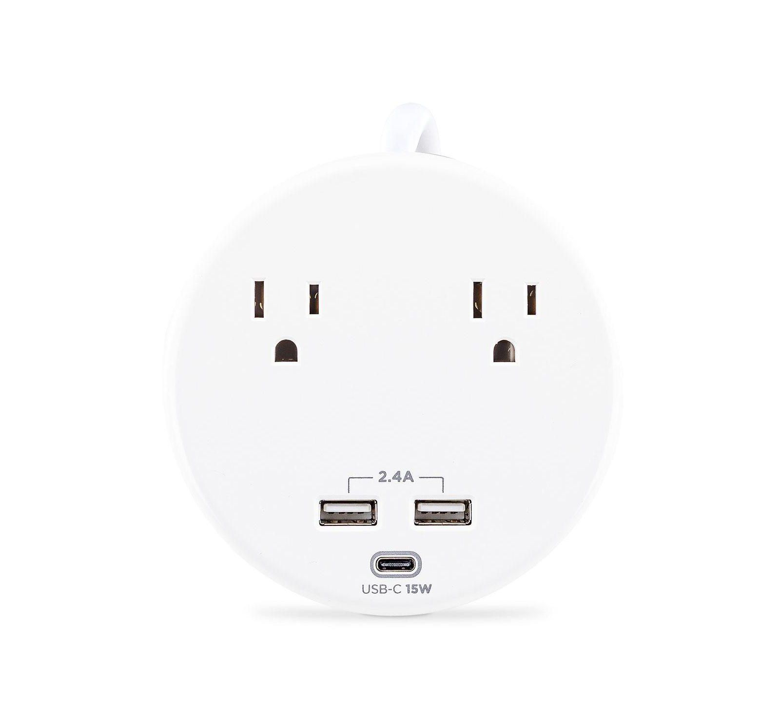 CyberPower P205UC 2-Outlet Round Surge Protector w/2x USB-A and 1x USB-C Port