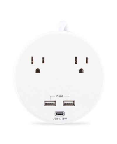 CyberPower P205UC 2-Outlet Round Surge Protector w/2x USB-A and 1x USB-C Port