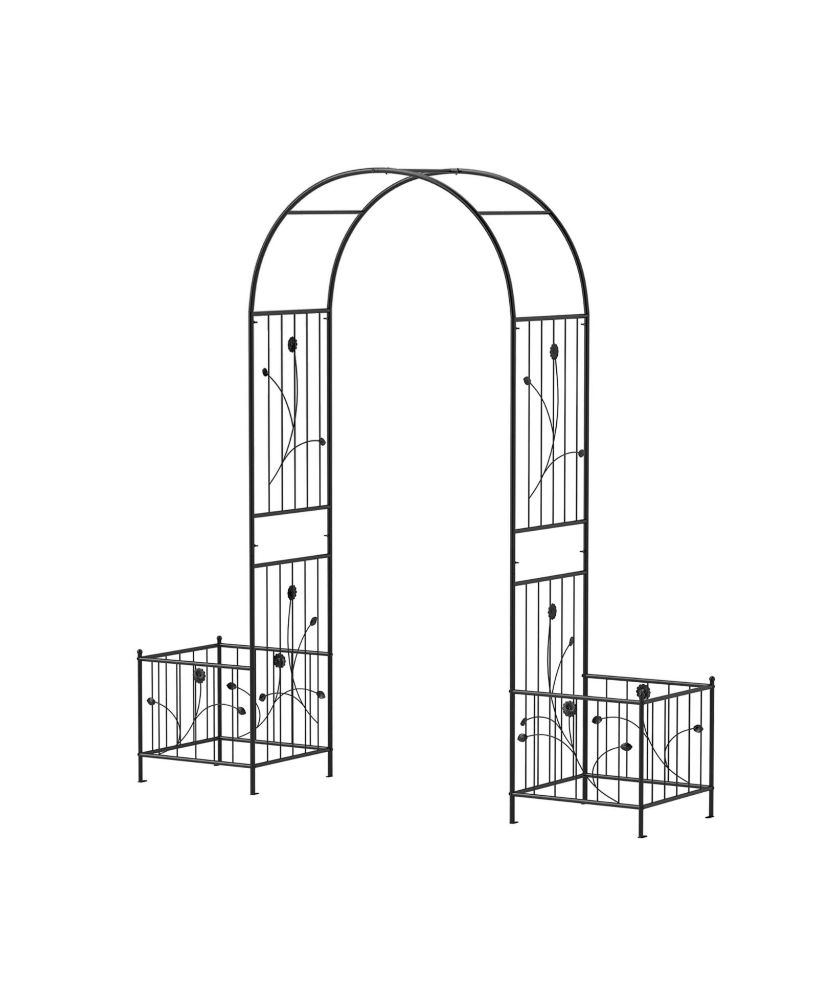 Gymax 86'' Arch Trellis for Climbing Plants w/ Planter Boxes Roses Vines for Wedding