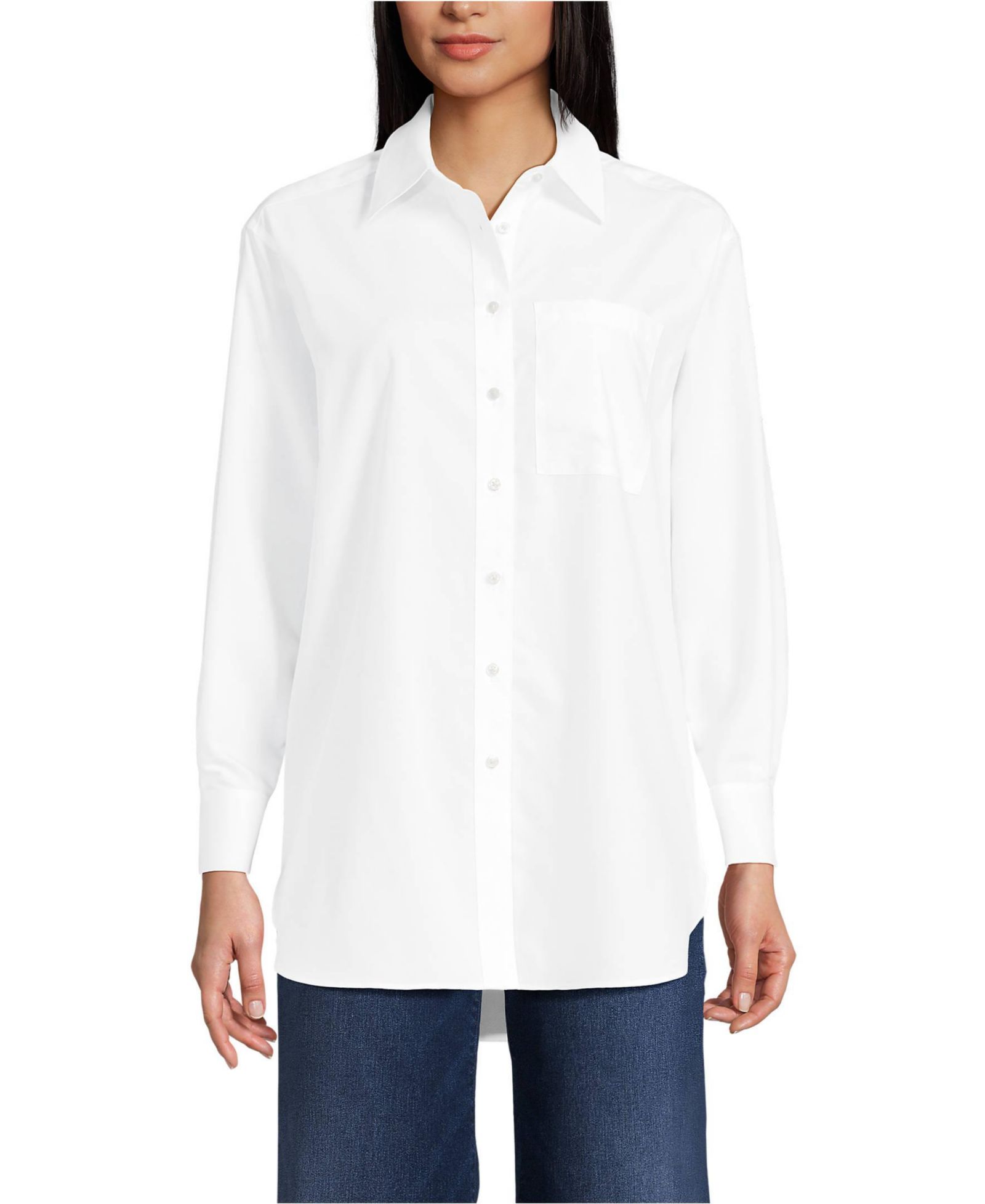 Туника Lands' End Women's Oversized No Iron with Statement Collar Shirt