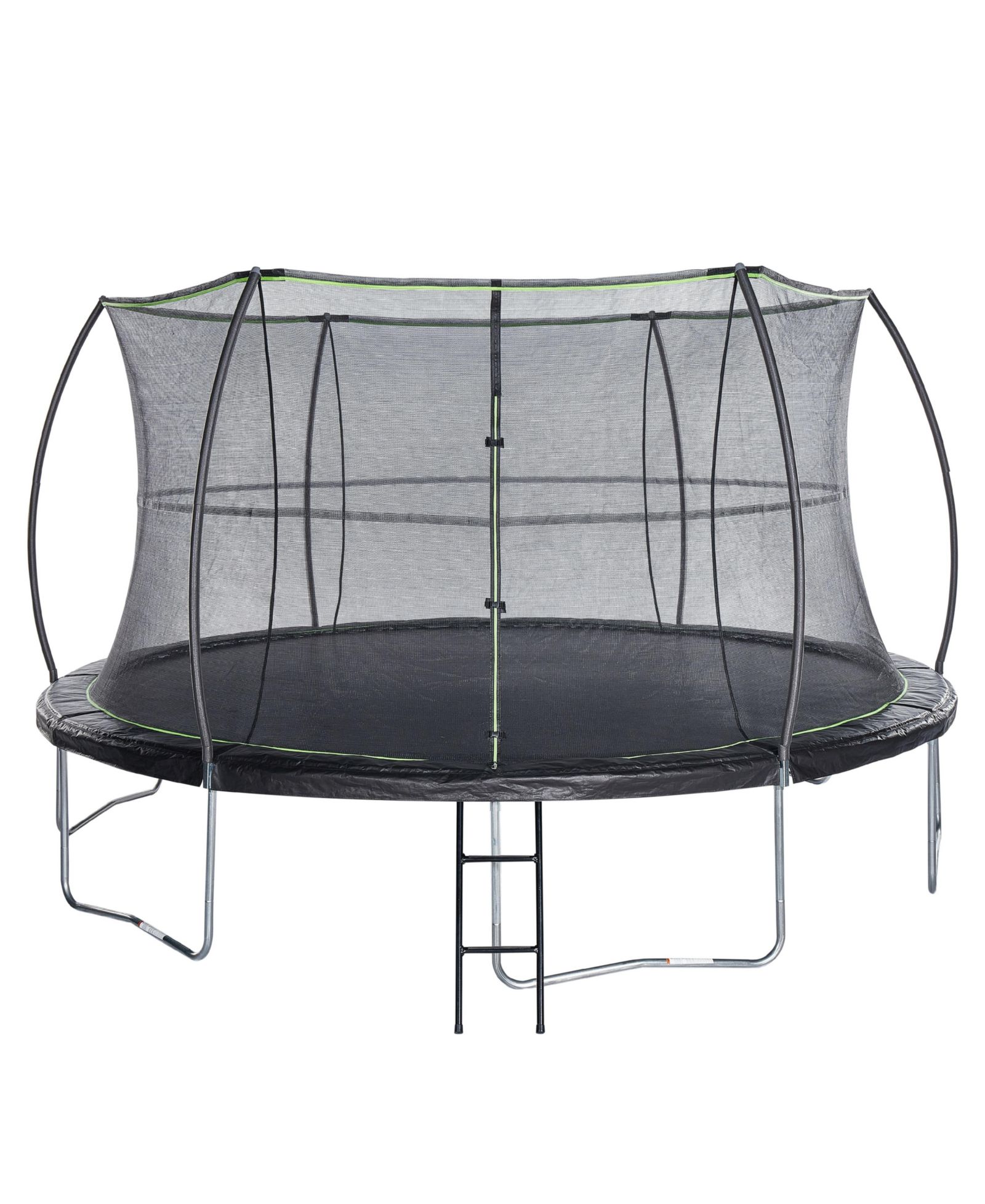 Круглый батут JumpKing 14' с защитной сеткой и лестницей в комплекте – Black/Lime Green
