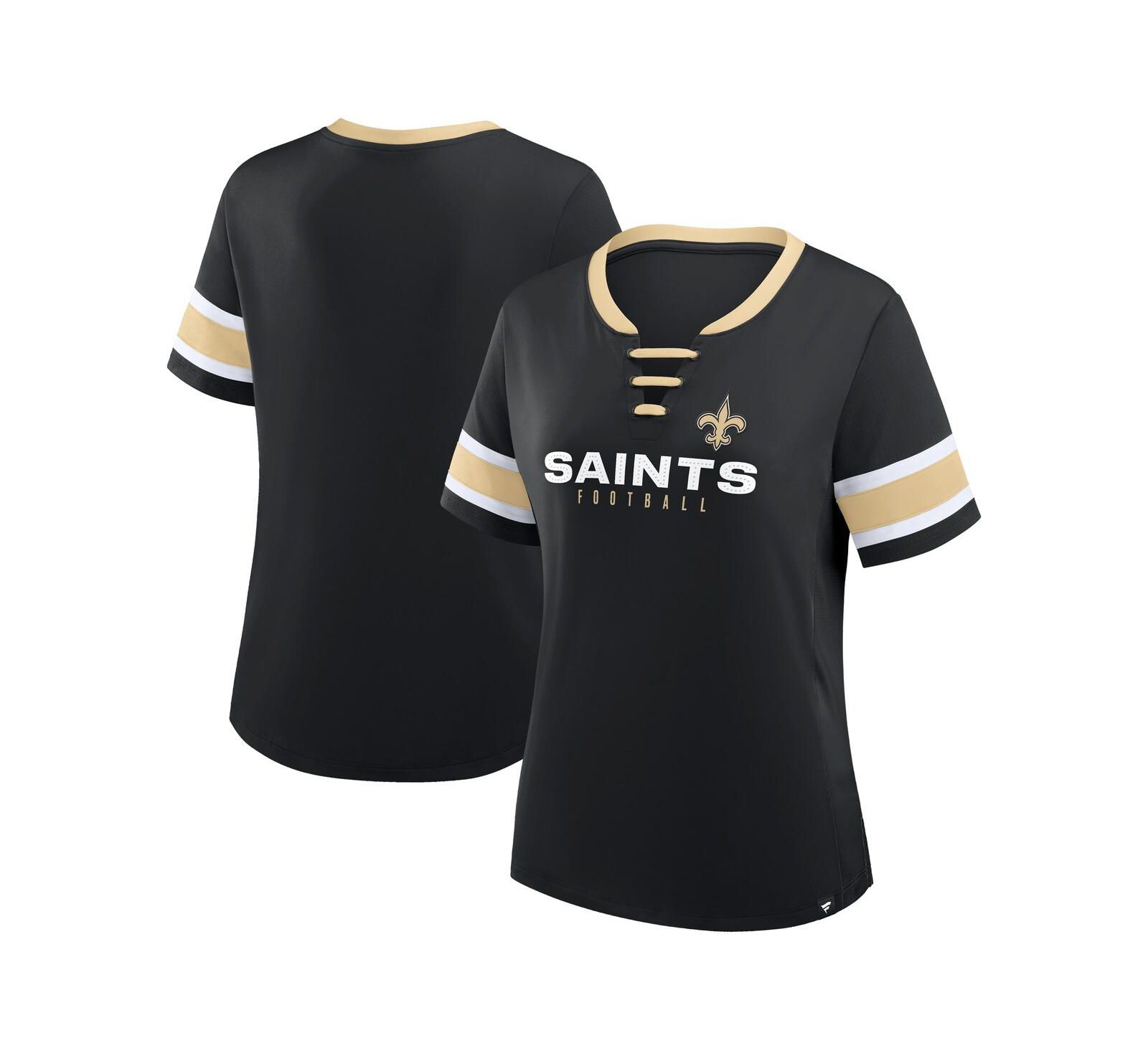 Fanatics Women's Black New Orleans Saints Redzone Draw Play Athena Lace-Up T-Shirt