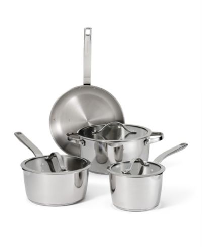 Набор кухонной посуды Tramontina Tempo Tri-Ply Base Stainless Steel, 7 предметов, с прозрачными крышками