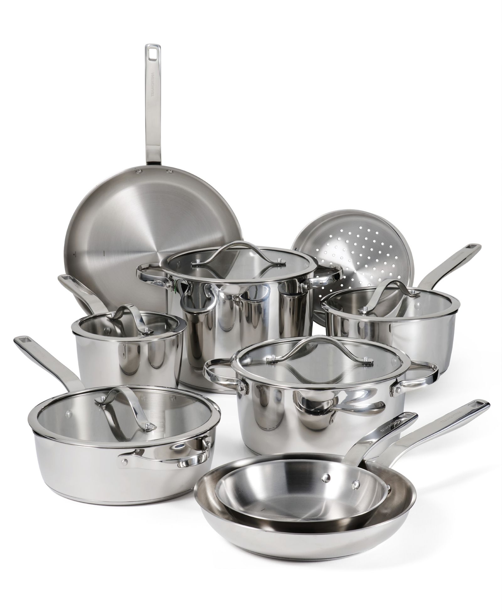 Набор кухонной посуды Tramontina Tempo Tri-Ply Base Stainless Steel 14-Pc. со стеклянными крышками
