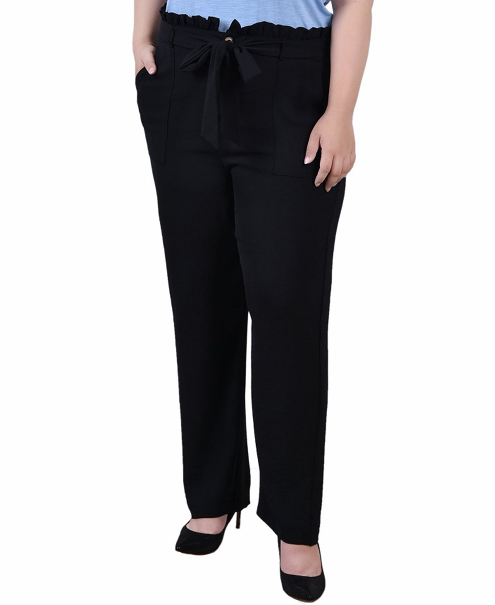 NY Collection Plus Size брюки Paper bag во весь рост