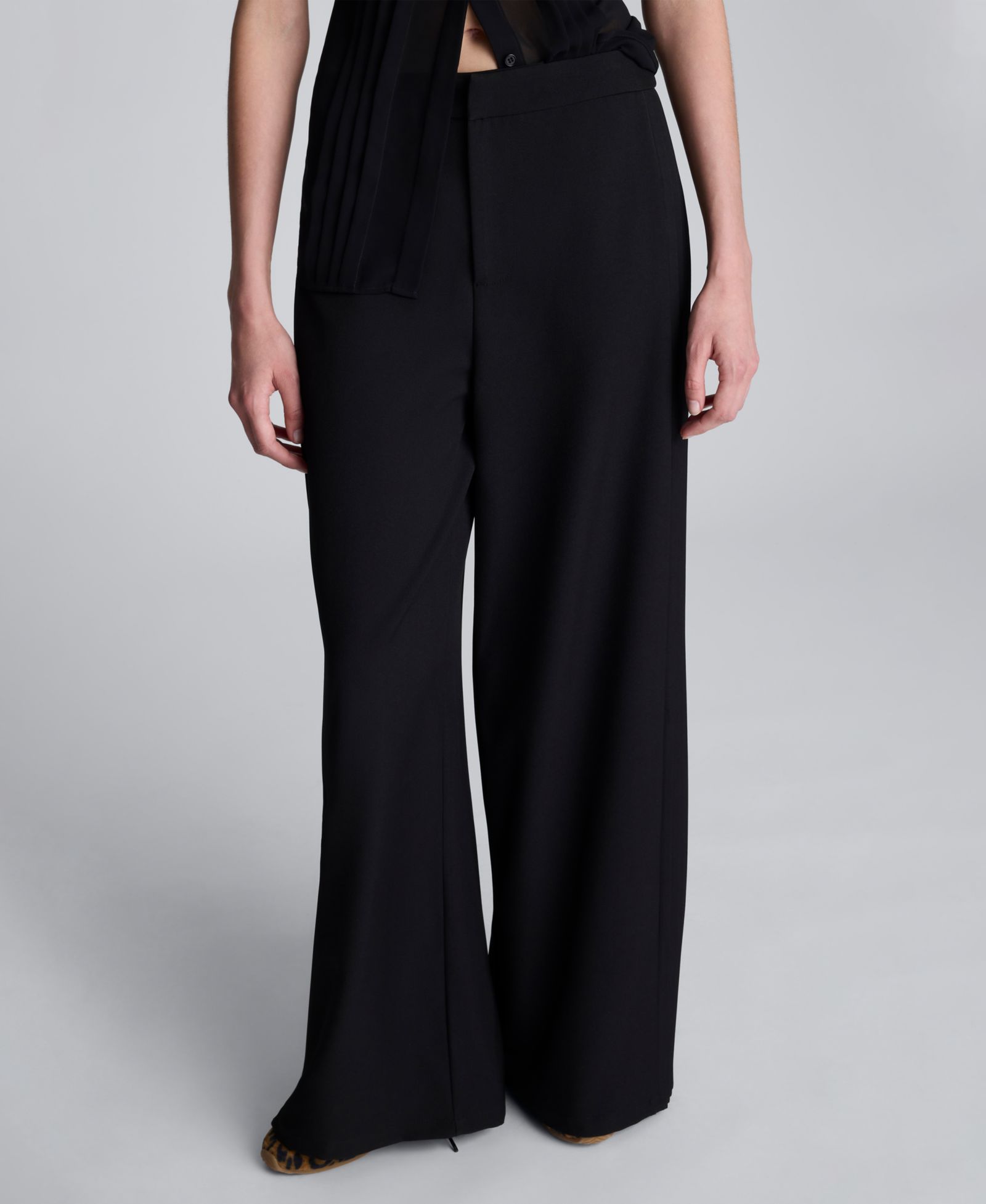 Kenneth Cole Women's Side Pleated Wide Leg High Rise Pants