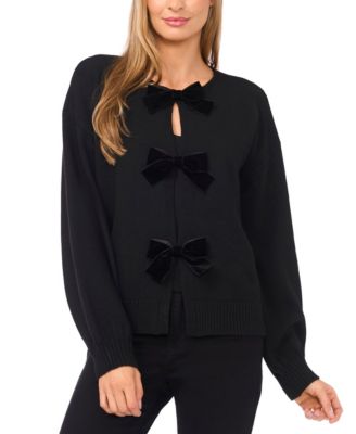 CeCe Women's Bow Closure Cardigan Sweater