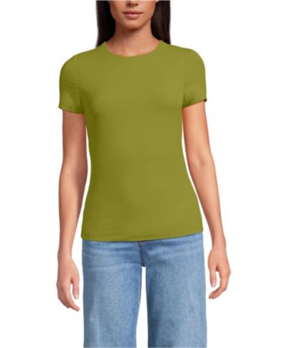 Трикотажный топ Lands' End Women's Short Sleeve Tugless Double Layer Crew Neck