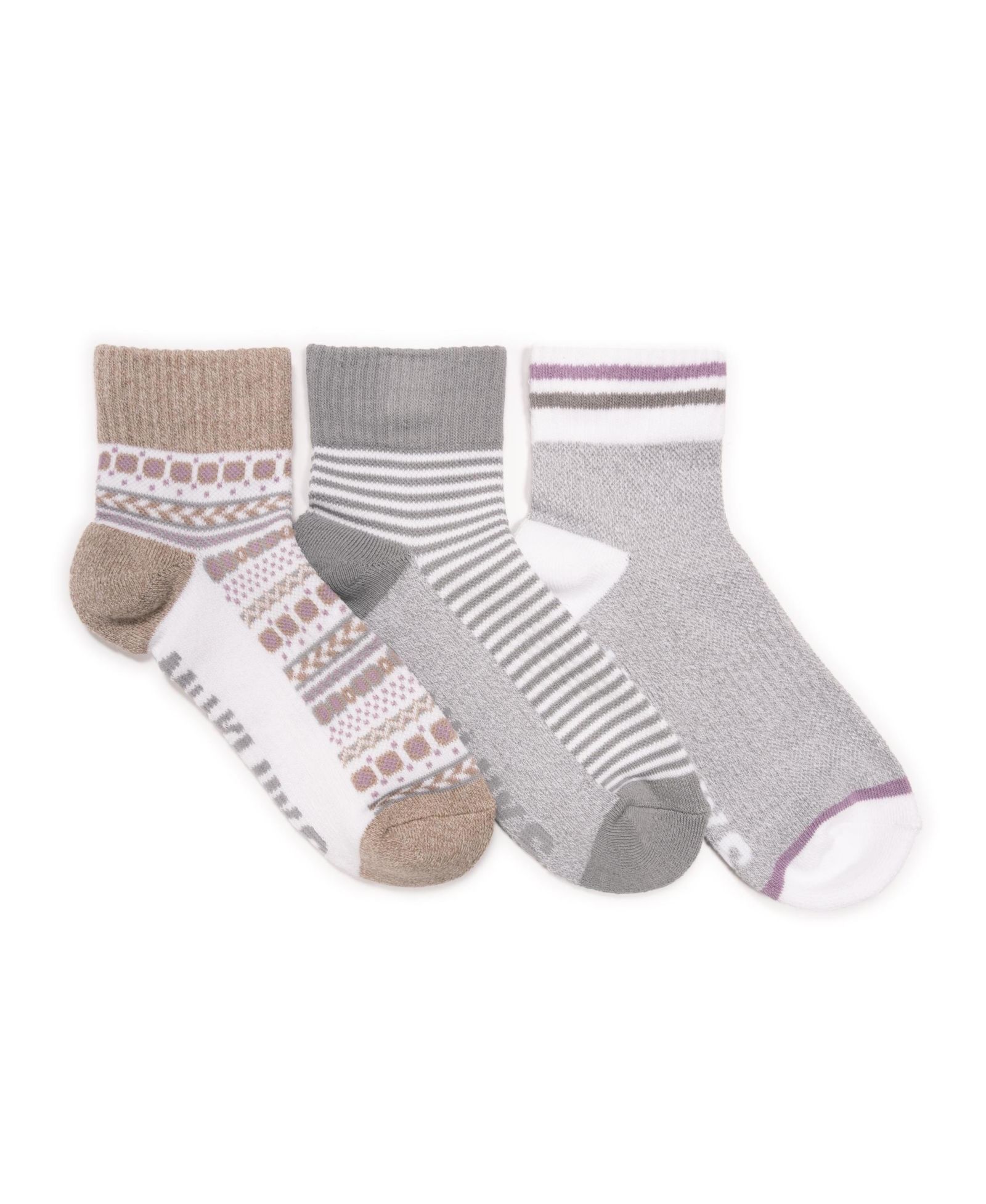 MUK LUKS Women's 3 Pair Pack Quarter Crew Cotton Compression Sock