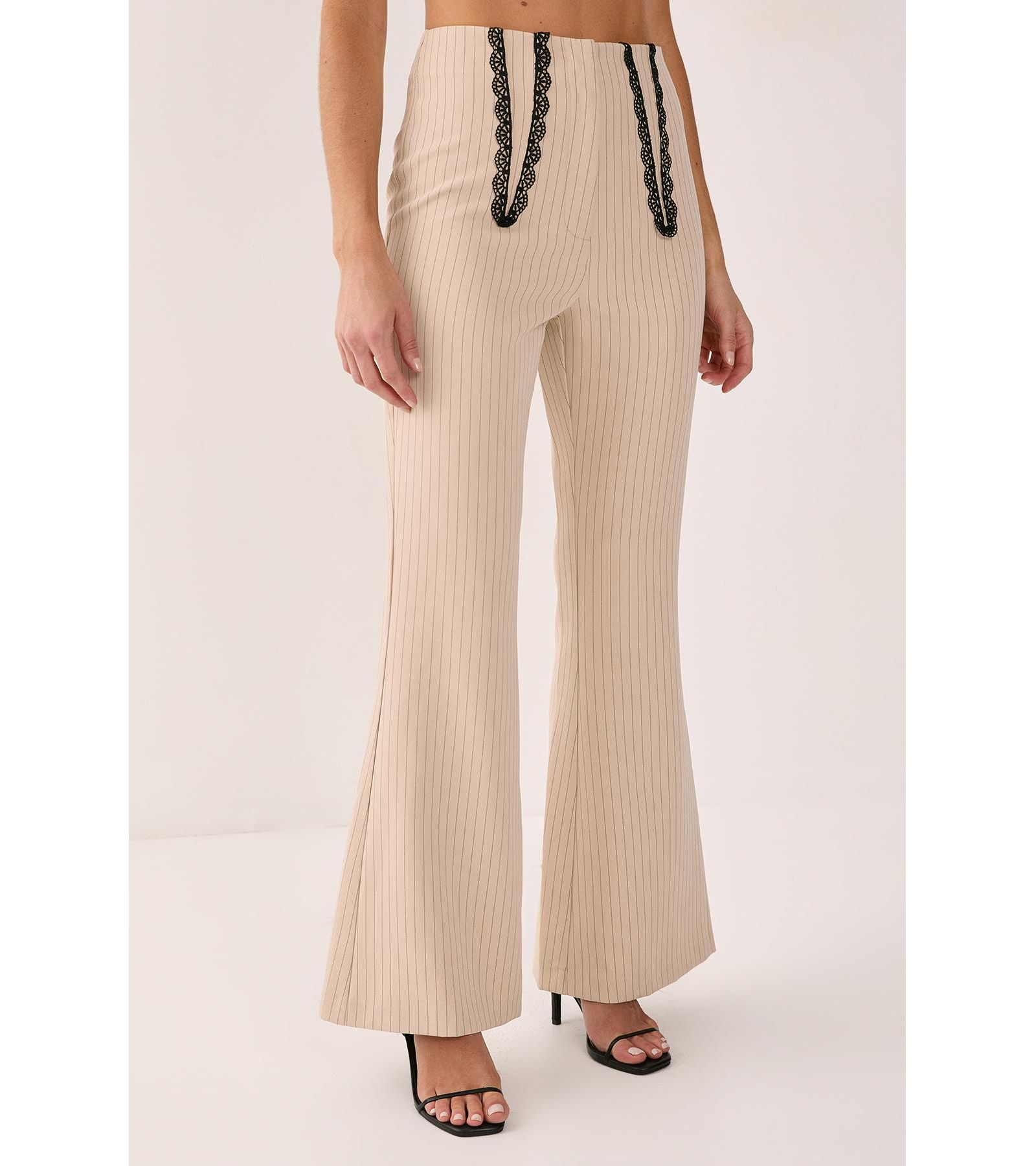 Nasty Gal Women's Lace Trim Tailored Flared Pants