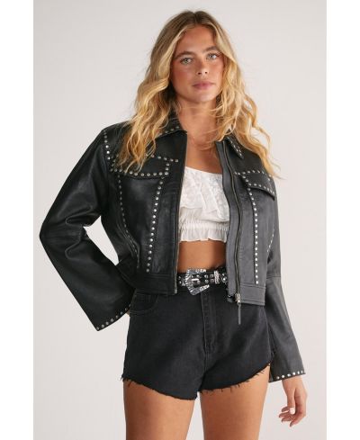 Женская укороченная куртка Nasty Gal Leather Studded