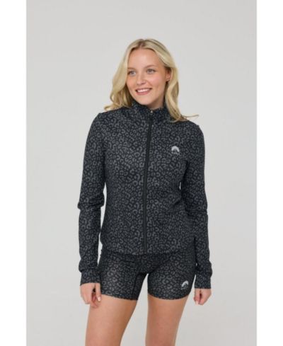 OOSC Женский укороченный куртка на молнии Black Leopard