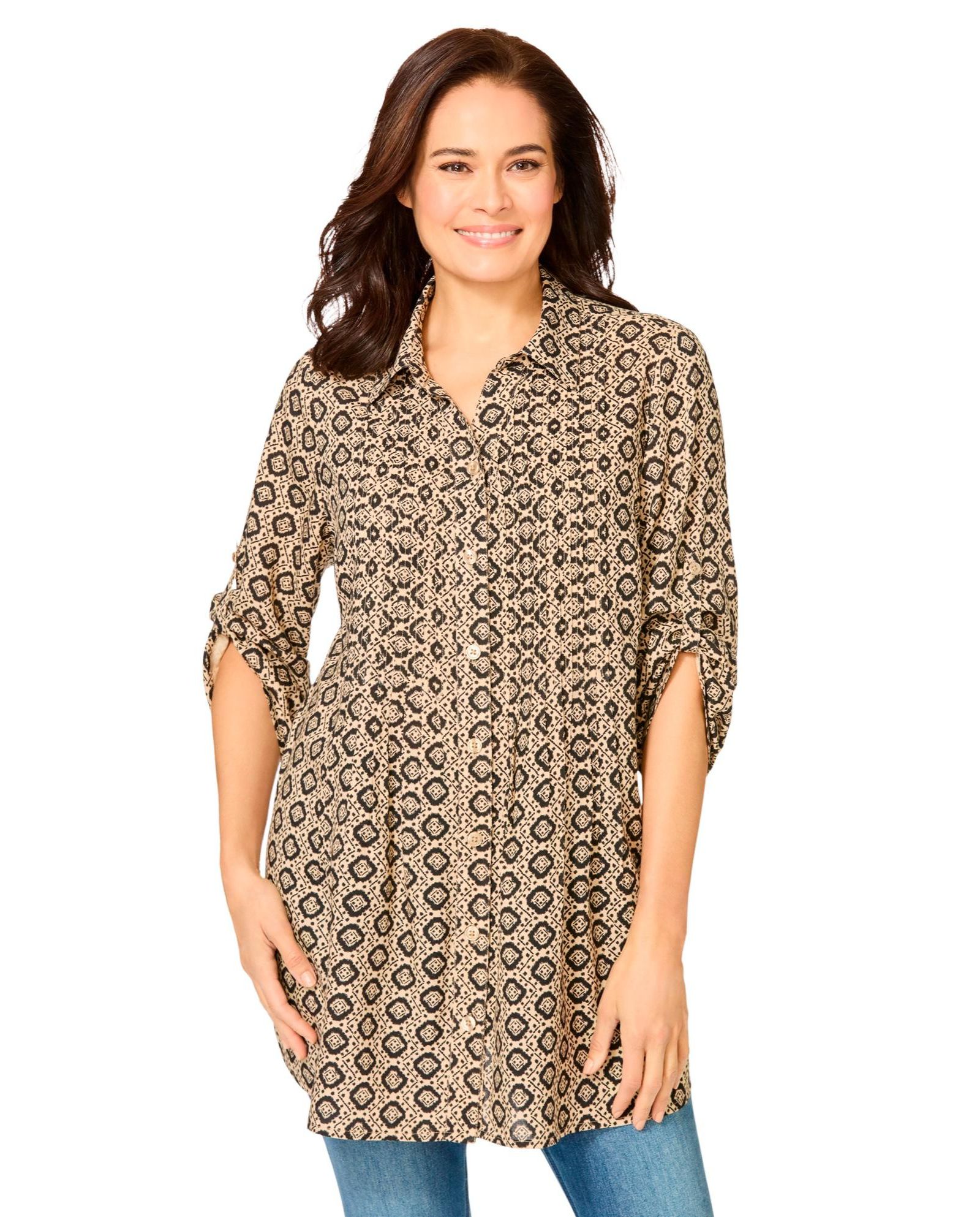Woman Within Plus Size Within Rayon Pintucked Effortless Tunic Blouse