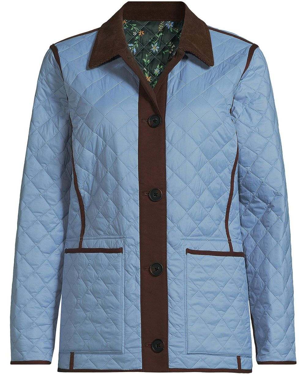 Lands' End Women's Print Reversible Barn Quilted Insulated Jacket