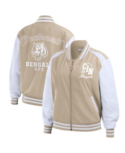 WEAR by Erin Andrews Women's Tan Cincinnati Bengals Tonal Full-Zip Bomber Jacket