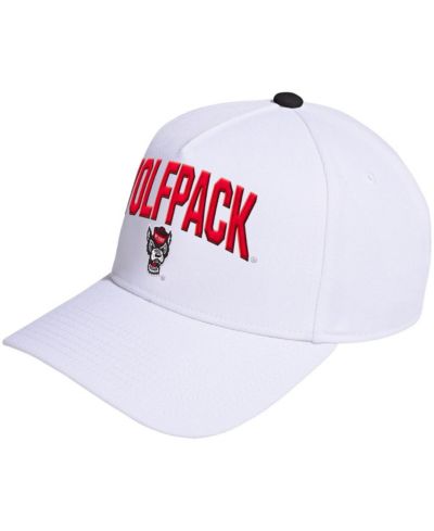 Adidas Men's and Women's White NC State Wolfpack Locker Room A-Frame Adjustable Hat