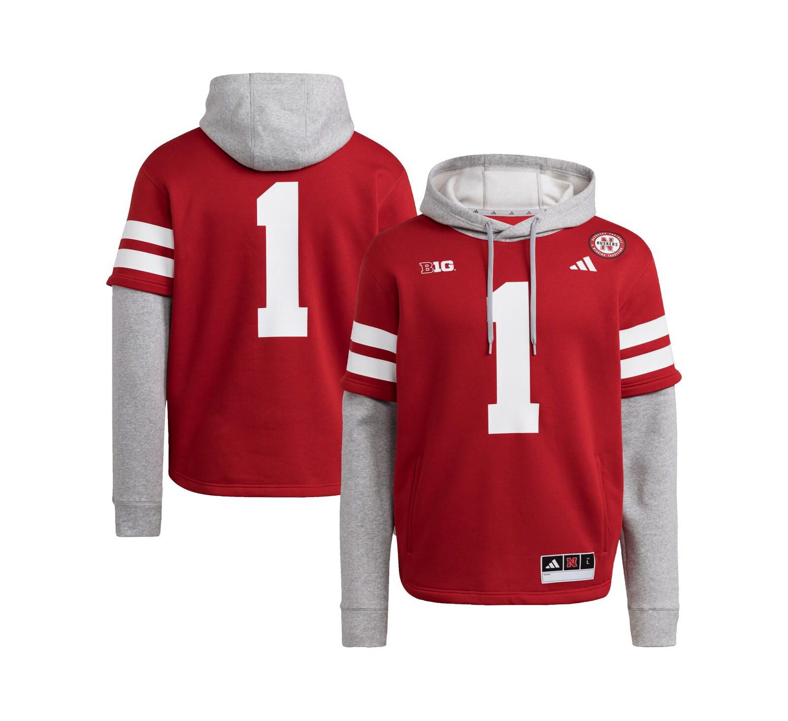 Мужское худи Adidas Red Nebraska Huskers Jersey Pullover