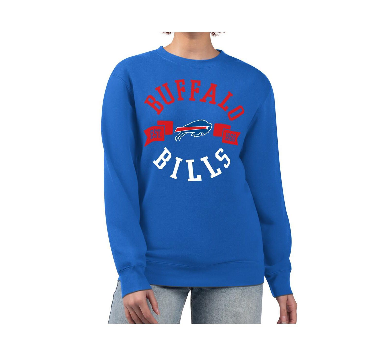 G-III 4Her by Carl Banks Women's Royal Buffalo Bills Large Team Graphic Fleece Pullover Sweatshirt